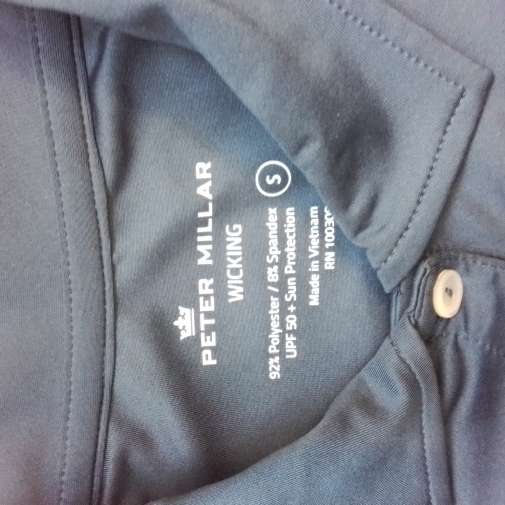 Peter Millar Wicking Solid Blue Golf Button Polo … - image 6